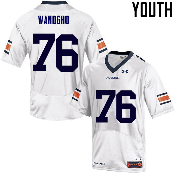 Auburn Tigers Youth Prince Tega Wanogho #76 White Under Armour Stitched College NCAA Authentic Football Jersey THD8474WG